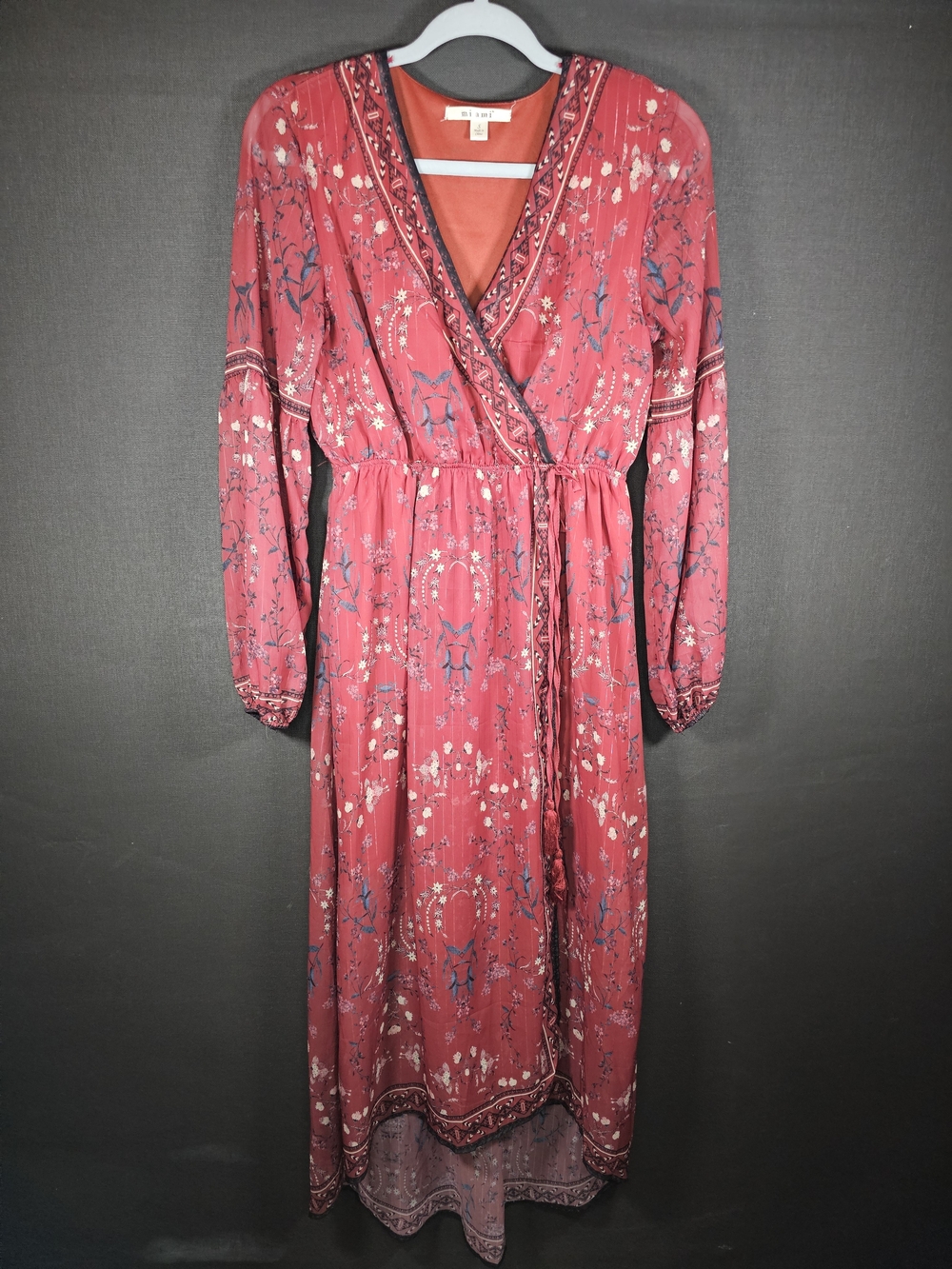 miami Red Floral Wrap Maxi Dress